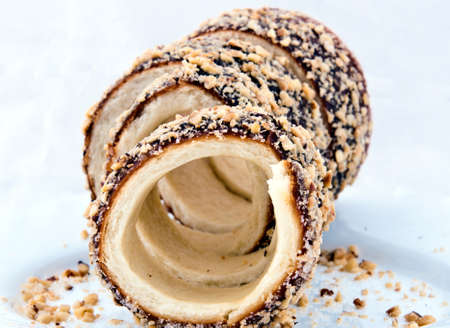 Caramela and nuts sweet coockie isolatedの写真素材