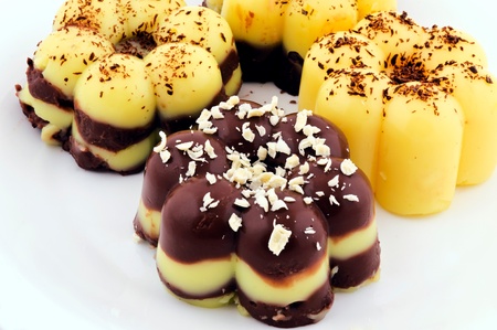 Homemade puddings on the plateの写真素材