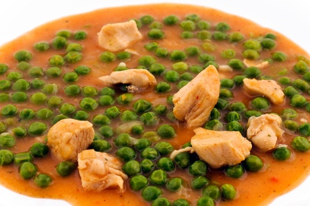 Green bean and chicken ready to eatの写真素材