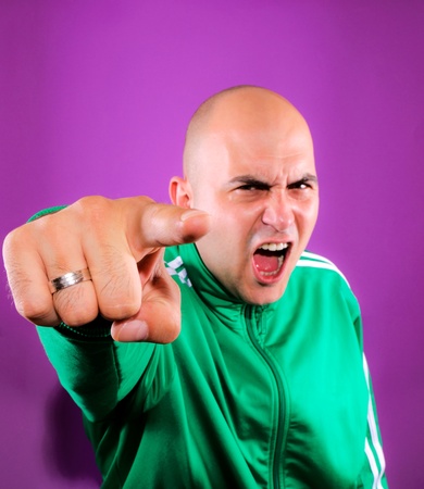 Anger man pointingの写真素材