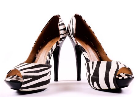 Zebra heels isolated on whiteの写真素材