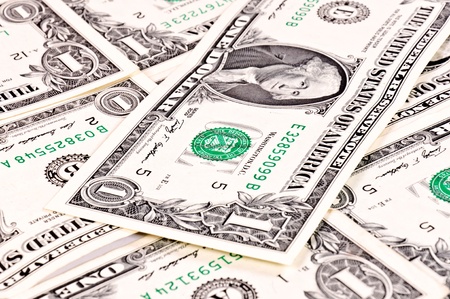 One dollar bills in the full frame