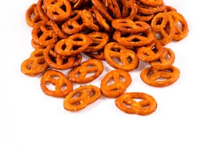 Pretzels in glass isolated on whiteの写真素材