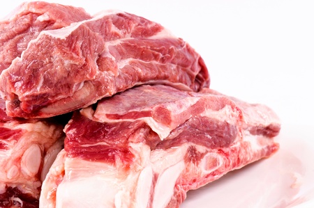 Fresh and raw pork isolated on white