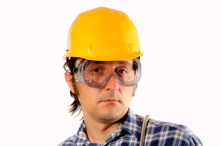 Worker wearing protecting glassesの写真素材