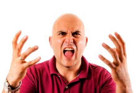 Man shouting isolated on whiteの写真素材