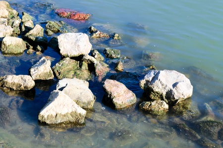 Big stones in the waterの写真素材