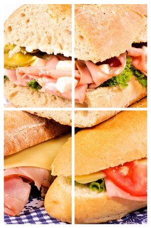 Three happy sandwiches collageの写真素材