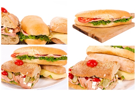 Sandwiches isolated on white collageの写真素材