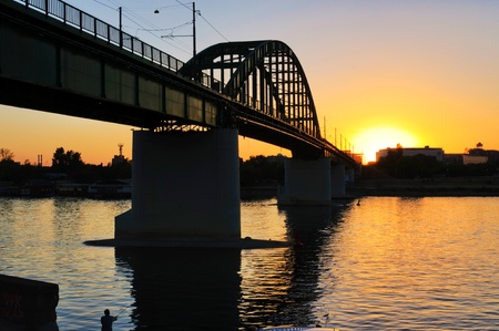 Sunset bridge in back light