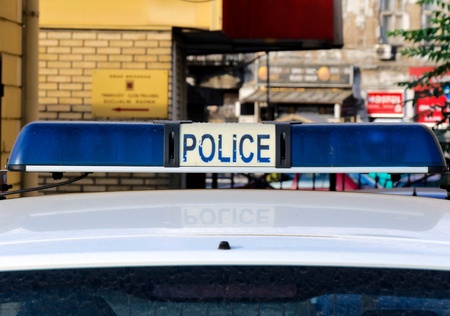 Police sign on the carの写真素材