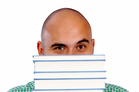 Bald head with the booksの写真素材