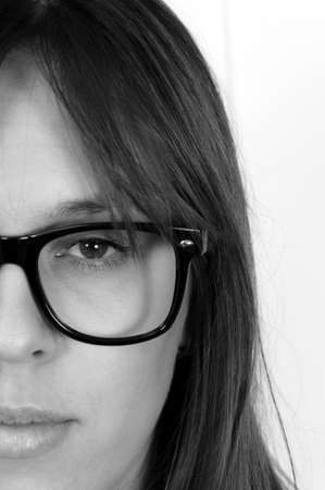 Half of the female face in black adn white techniqueの写真素材