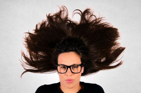 Female with the splashed hairの写真素材