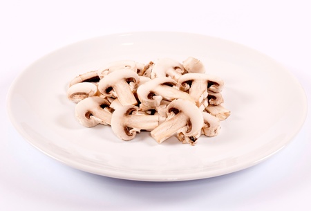 Plate of the sliced mushroomsの写真素材