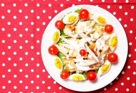Cesar salad from the aboveの写真素材
