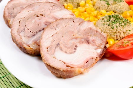 selective focus on the pork filletの写真素材