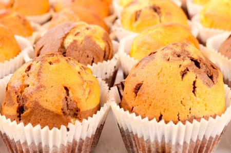 Selective focus on the right homemade muffinの写真素材