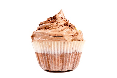 Sweet cup cake isolated on whiteの写真素材