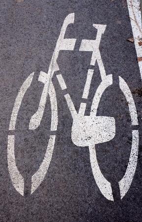 Bicycle sign on the roadの写真素材