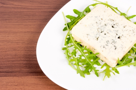 Blue cheese on white plateの写真素材