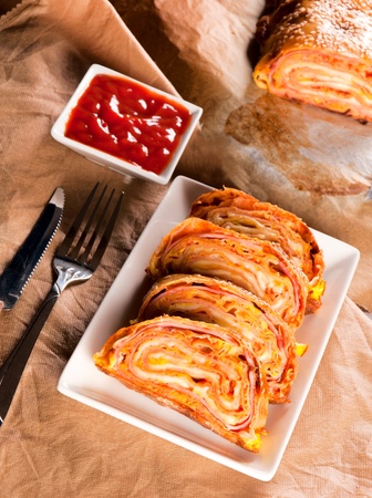 Pizza rolls shoot in low key techniqueの写真素材