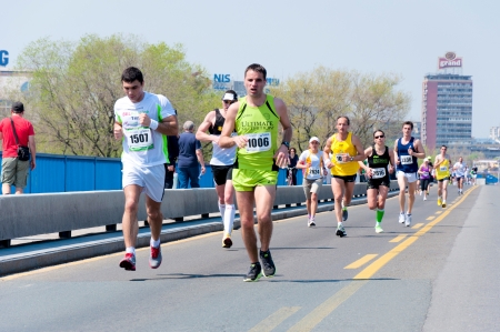 BELGRADE - APRIL 21: A 26th International Belgrade Marathon April 21, 2013 in Belgrade, Serbia.のeditorial素材