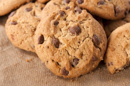 Close up to sweet homemade chocolate cookies