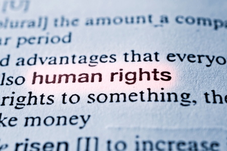 HUman rights concept in word tag . Selective focus in the middle of wordの写真素材