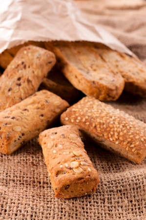 Selective focus on the front whole grain stickの写真素材