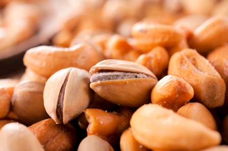 Selective focus on pistachio on the topの写真素材