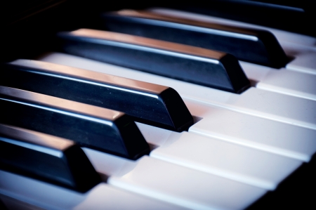 Close up to piano keyboard