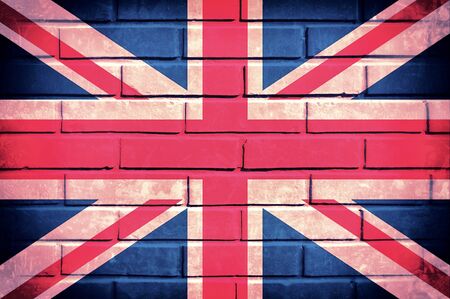 Flag of United Kingdom on the old brick wallの写真素材