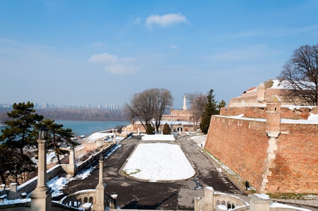 Cold winter with snow on Kalemegdan fortressのeditorial素材