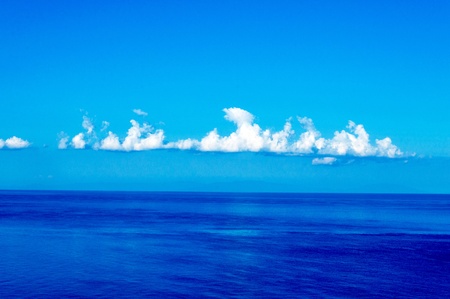 White clouds and blue sea