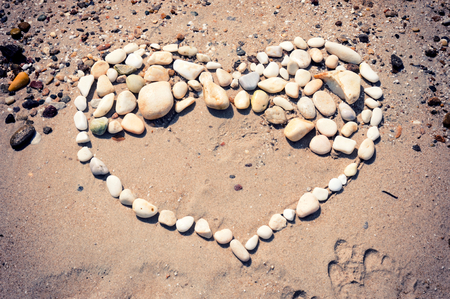 Heart shape maded by the stones の写真素材