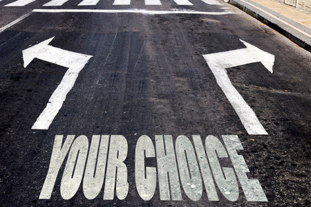 White arrows showing left and right with your choiceの写真素材