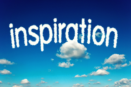 Inspiration word writen on the dark blue skyの写真素材