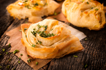 Selective focus on the front homemade cheese pie の写真素材