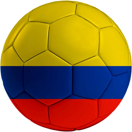 Football ball with Columbian flag isolated on white background の写真素材