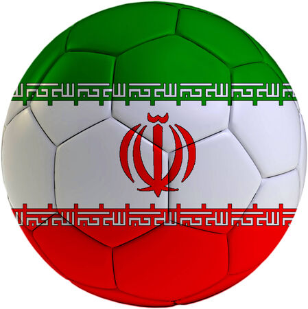 Football ball with Iran flag isolated on white background の写真素材