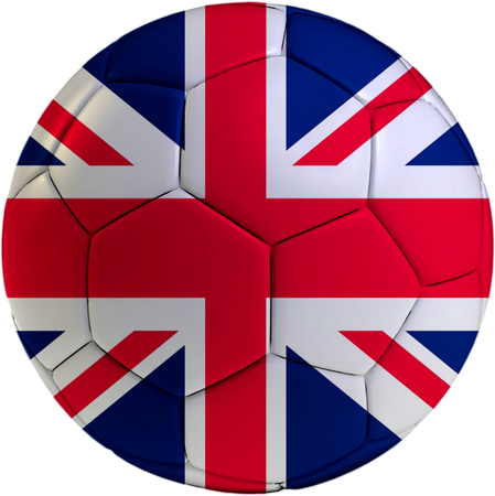 Football ball with United Kingdom flag isolated on white background の写真素材