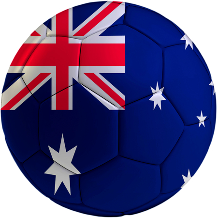 Football ball with Australian flag isolated on white background の写真素材
