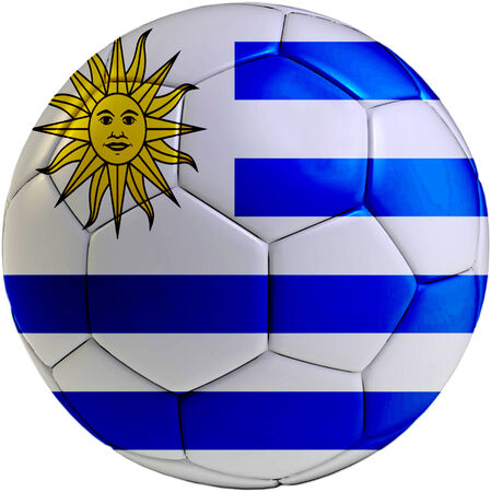 Football ball with Uruguayan flag isolated on white background の写真素材
