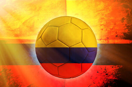 Soccer ball with Columbian flag as the backgroundの写真素材