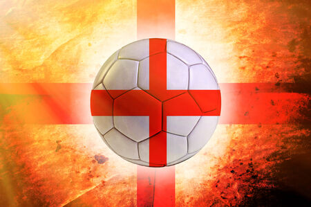 Soccer ball with England flag as the backgroundの写真素材