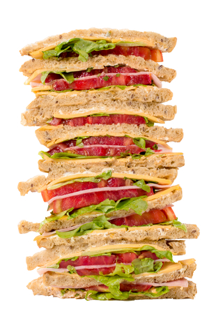 Big club sandwich isolated on white background の写真素材