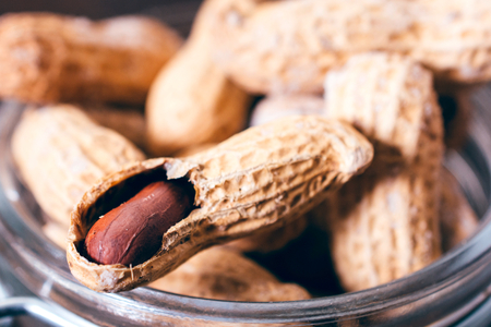 Peanuts in shell,selective focus
