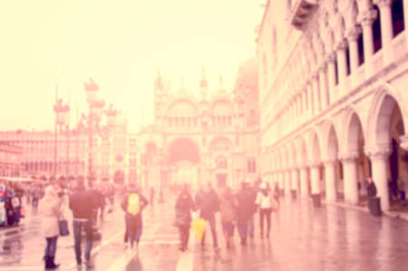 Busy european street. Purposely blurred with a lens.の写真素材