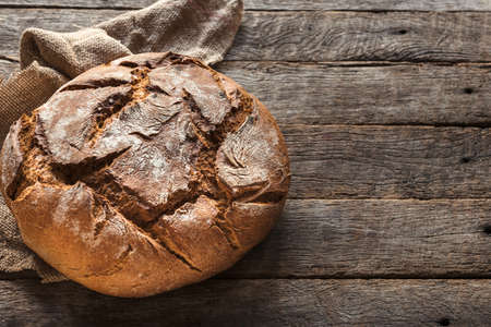 Homemade German traditional bread with integral flour,selective focus and blank spaceの写真素材